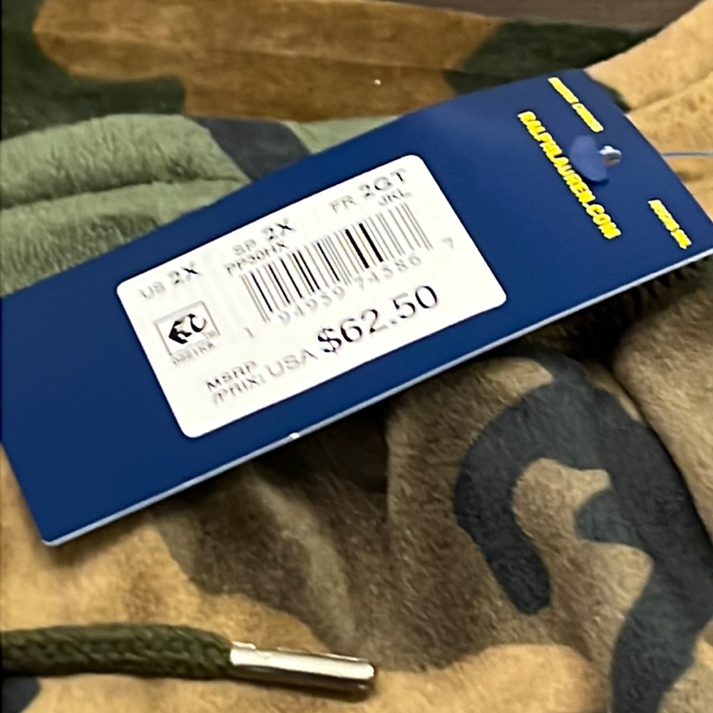 Men’s Velour Polo Ralph Lauren camo draw string pants